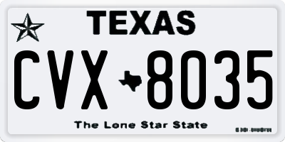 TX license plate CVX8035