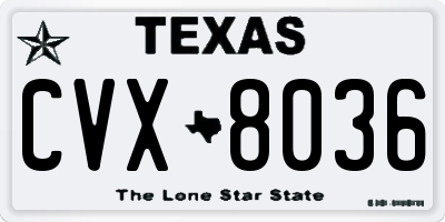 TX license plate CVX8036