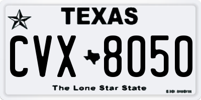 TX license plate CVX8050