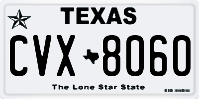 TX license plate CVX8060