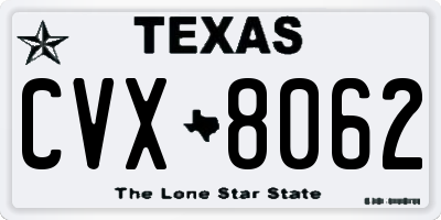 TX license plate CVX8062