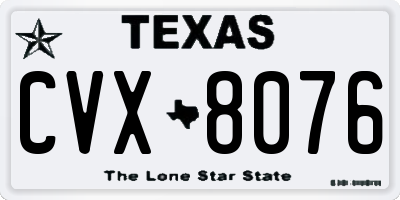 TX license plate CVX8076