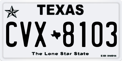 TX license plate CVX8103