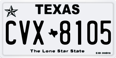 TX license plate CVX8105