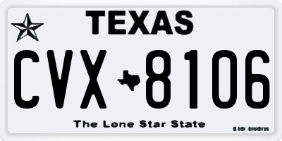 TX license plate CVX8106
