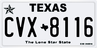 TX license plate CVX8116