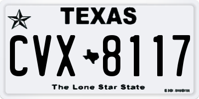 TX license plate CVX8117