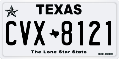 TX license plate CVX8121