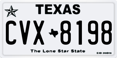 TX license plate CVX8198