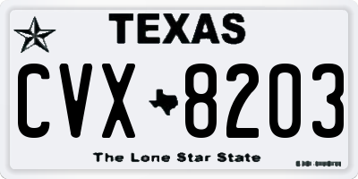 TX license plate CVX8203