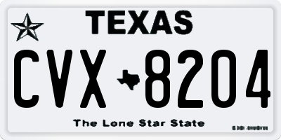 TX license plate CVX8204
