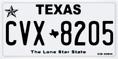 TX license plate CVX8205