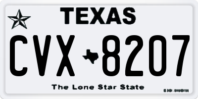 TX license plate CVX8207