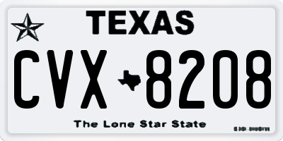 TX license plate CVX8208