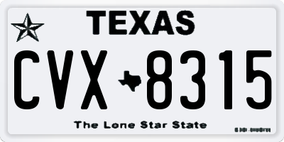 TX license plate CVX8315