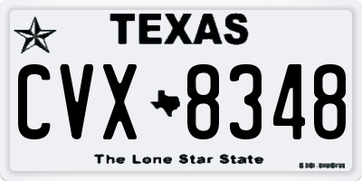 TX license plate CVX8348