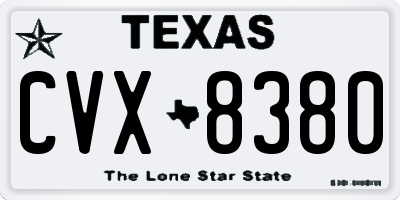 TX license plate CVX8380