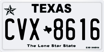 TX license plate CVX8616