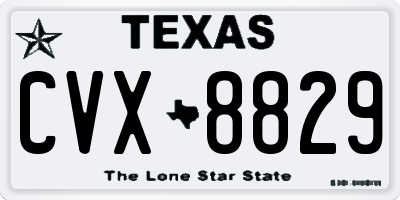 TX license plate CVX8829