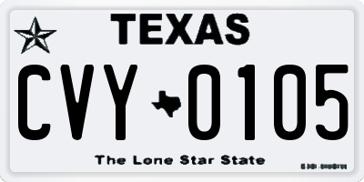 TX license plate CVY0105