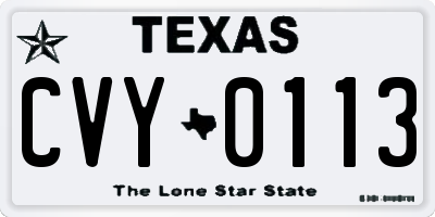 TX license plate CVY0113