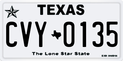 TX license plate CVY0135
