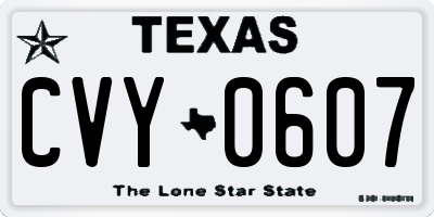 TX license plate CVY0607