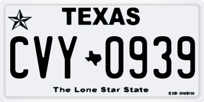 TX license plate CVY0939