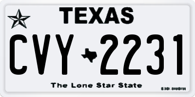 TX license plate CVY2231