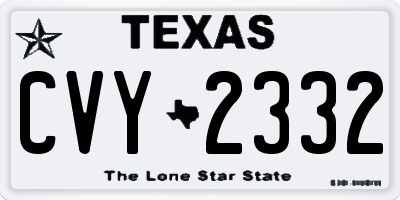 TX license plate CVY2332