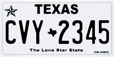 TX license plate CVY2345
