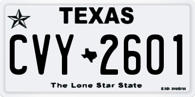 TX license plate CVY2601