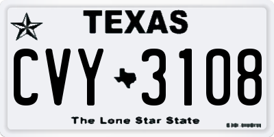 TX license plate CVY3108