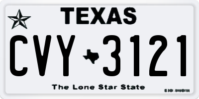 TX license plate CVY3121
