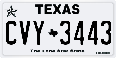 TX license plate CVY3443