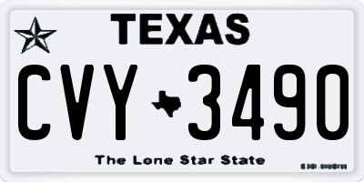 TX license plate CVY3490