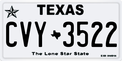 TX license plate CVY3522