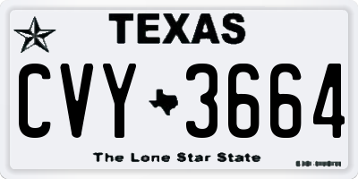 TX license plate CVY3664