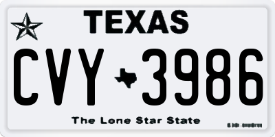 TX license plate CVY3986