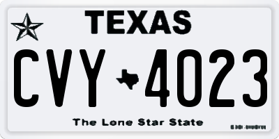 TX license plate CVY4023