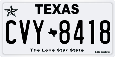 TX license plate CVY8418