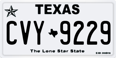 TX license plate CVY9229
