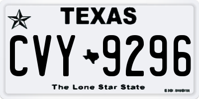 TX license plate CVY9296