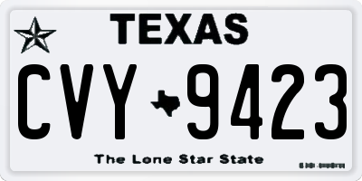 TX license plate CVY9423