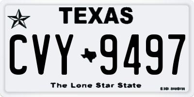 TX license plate CVY9497