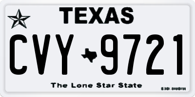 TX license plate CVY9721
