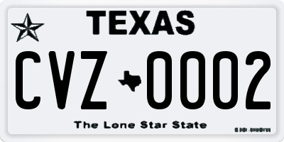 TX license plate CVZ0002