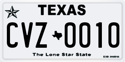 TX license plate CVZ0010