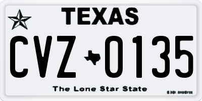 TX license plate CVZ0135