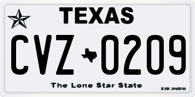 TX license plate CVZ0209